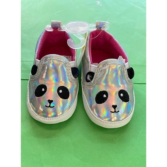 NWT Baby Girl First Steps Baby Soft Walking Slip-On Shoes Size 6-9 Months Panda - Picture 2 of 6